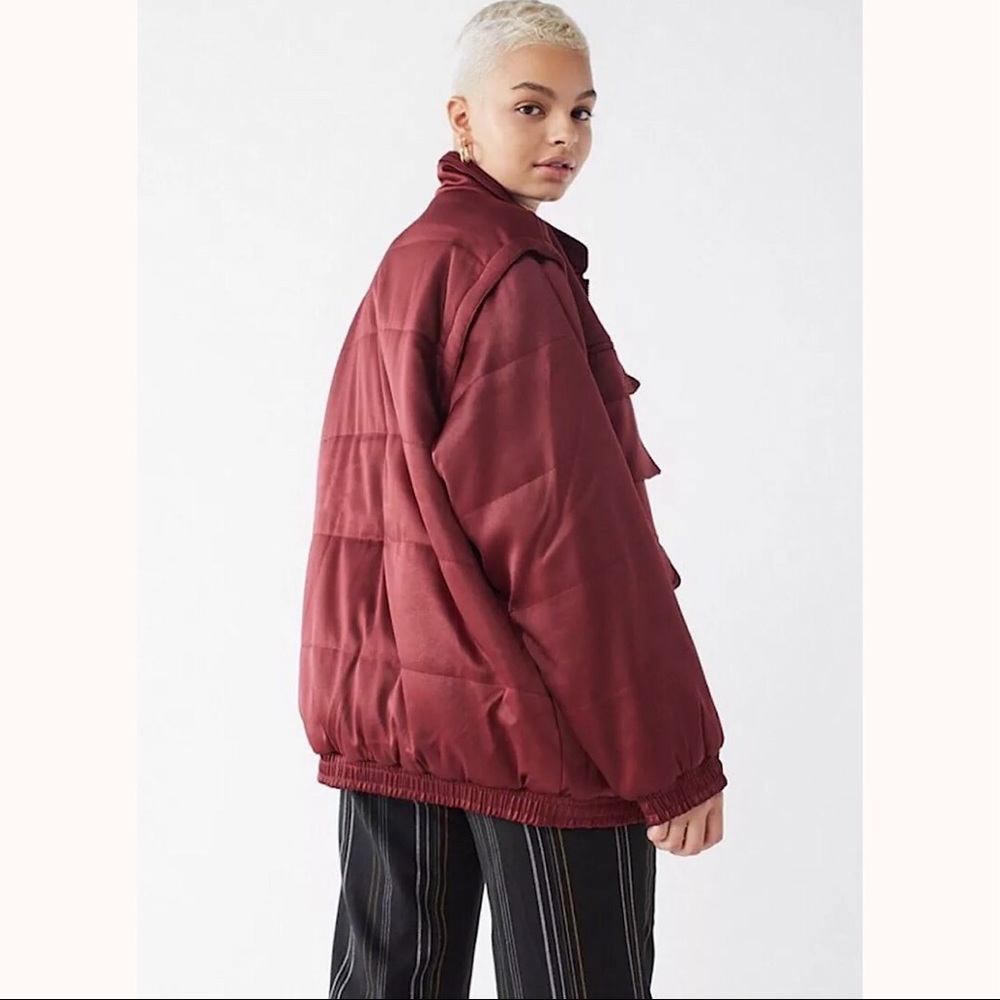 URBAN OUTFITTERS Dawson Puffer Jacket Maroon - Picture 3 of 8